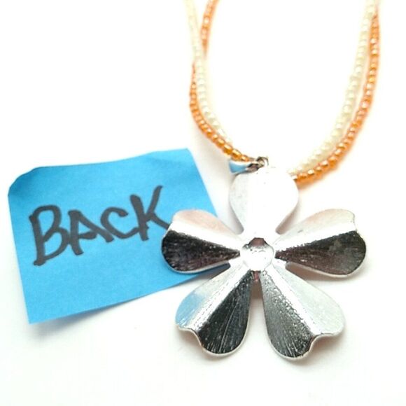 Kenneth Cole Flower Necklace Crystal & Enamel Swirl Pendant Beaded Chain - Picture 6 of 11